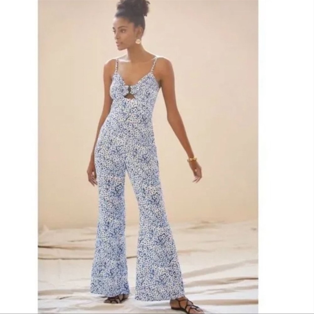 HUTCH for Anthropologie Wide Leg Ditsy Floral Print Jumpsuit, M